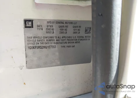 2017 Cadillac Ct6 Premium Luxury z USA, uszkodzony, nr VIN 1G6KF5RS2HU167363